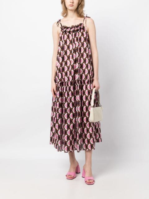 geometric-print ruffled dress