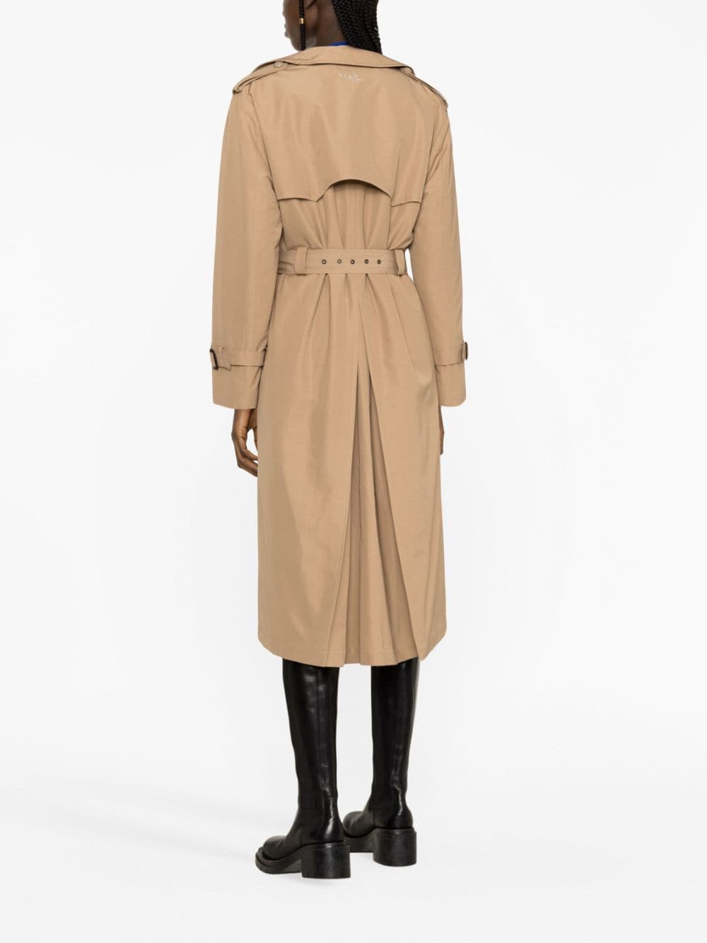 Shop Msgm Double-breasted Belted Trench Coat In Neutrals