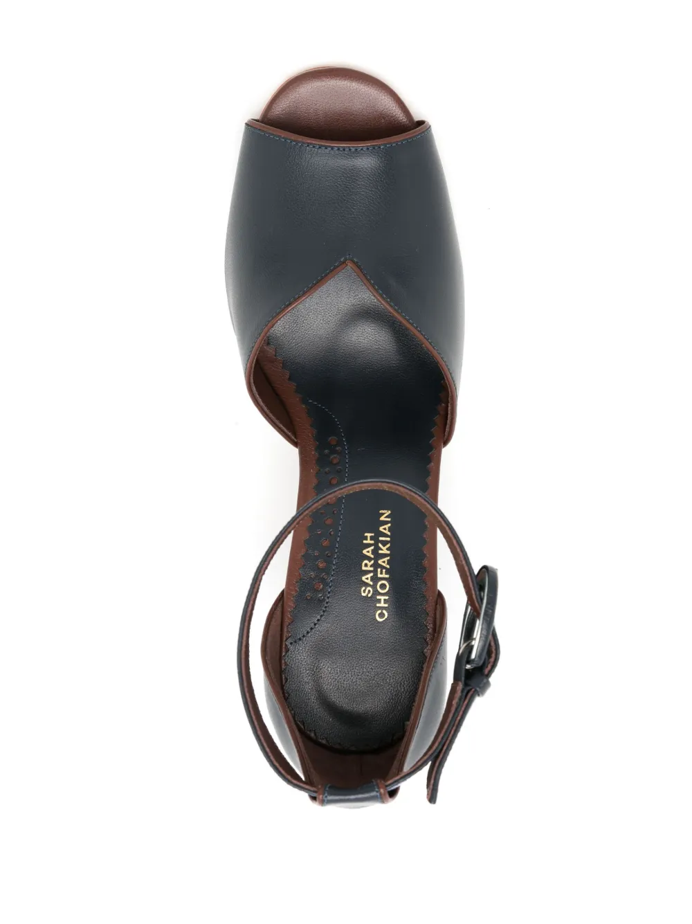 Sarah Chofakian Lorraine 75mm Leather Sandals In Blue