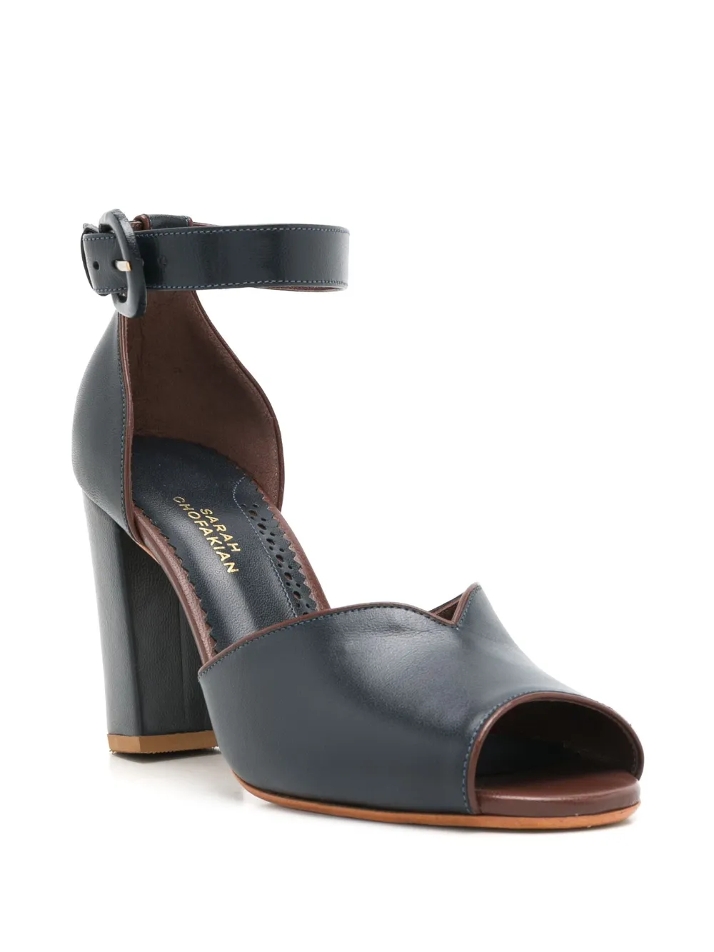 Sarah Chofakian Lorraine 75mm Leather Sandals In Blue