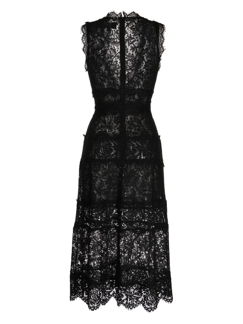 Shop Cynthia Rowley Panelled Floral-lace Flared Dress In Black