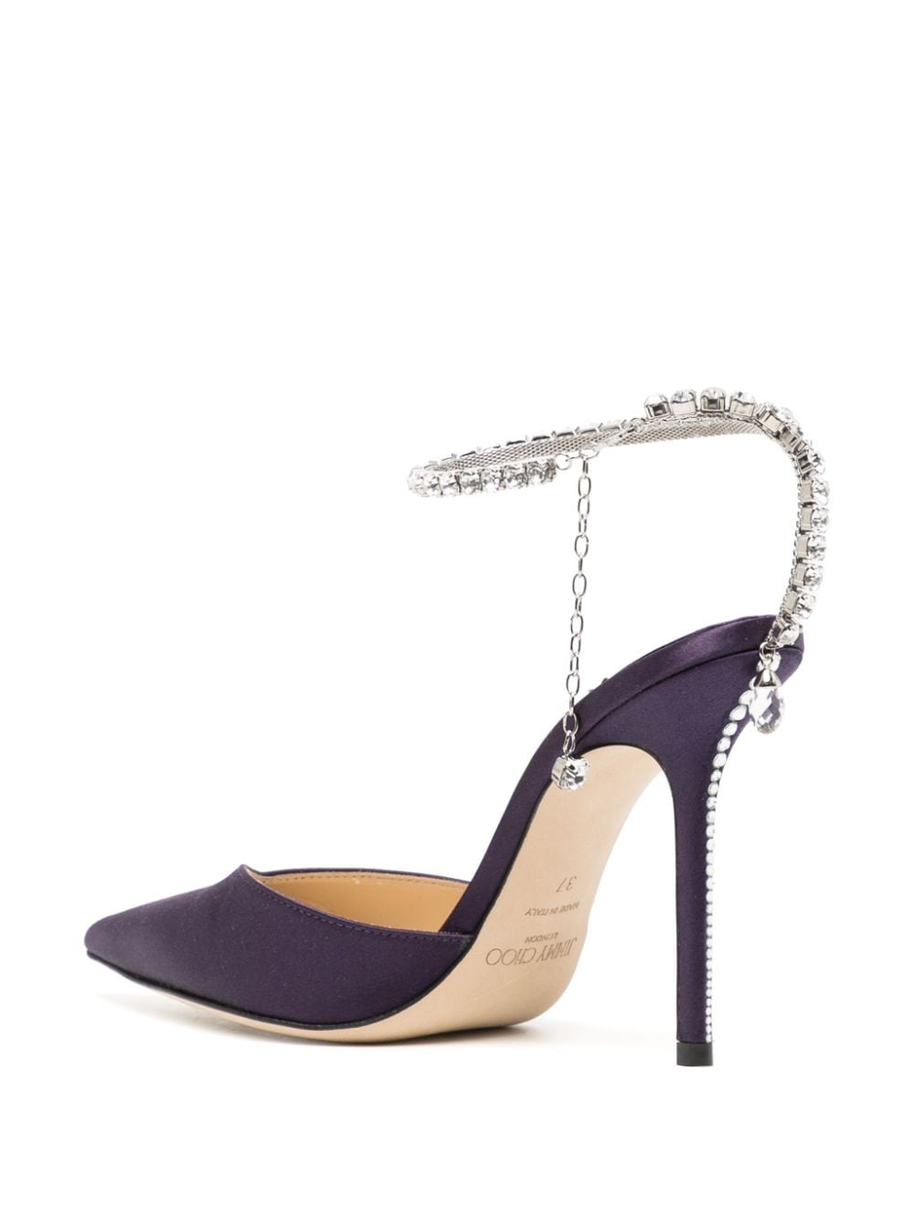 Shop Jimmy Choo Saeda 100mm Crystal-embellished Sandals In Purple