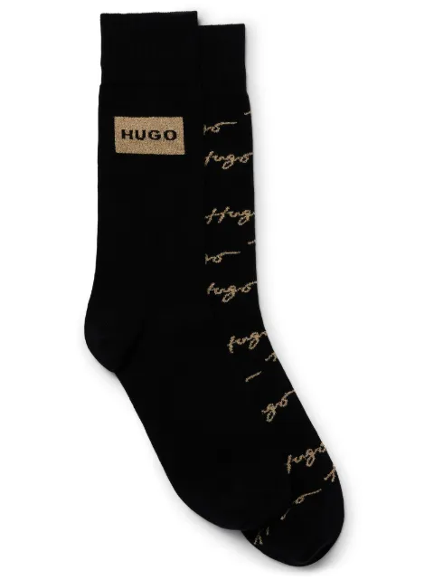 HUGO Kit 2 pares de meias com logo jacquard