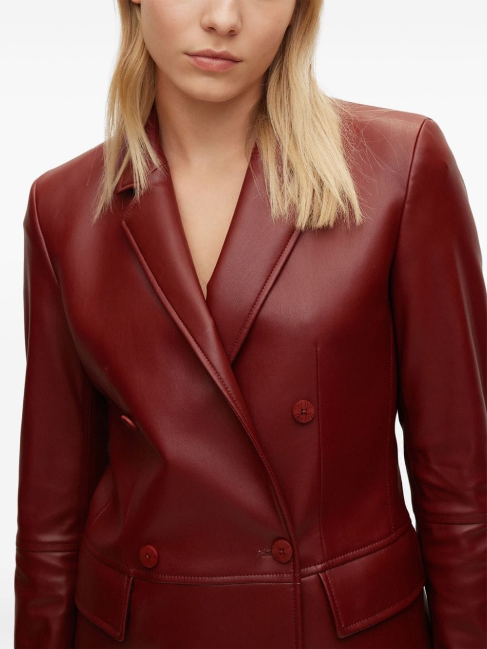 Shop Hugo Faux-leather Blazer In Red