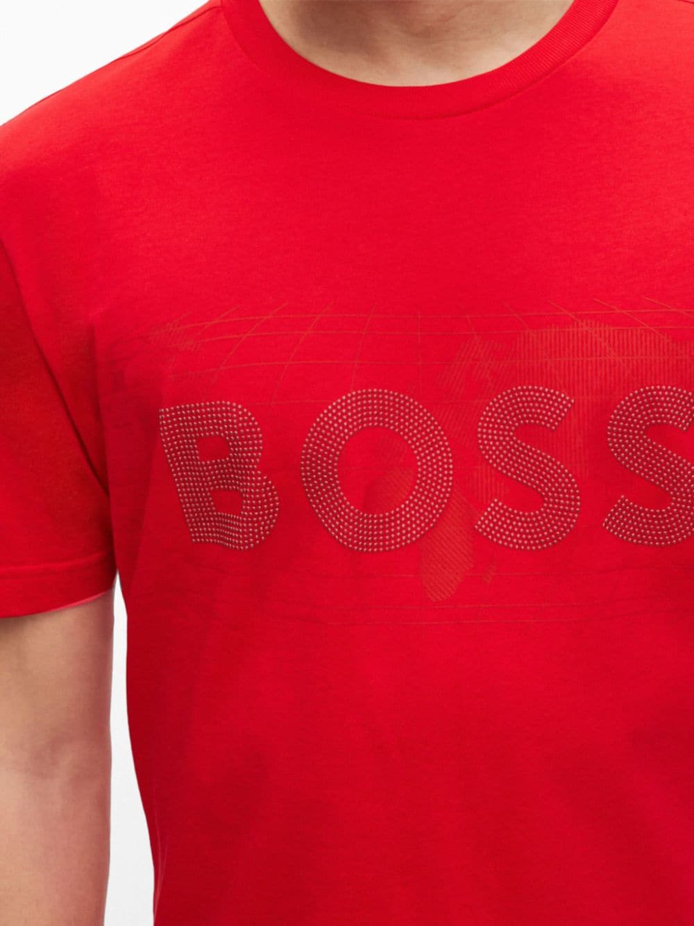 Shop Hugo Boss Logo-studded Cotton T-shirt In Red