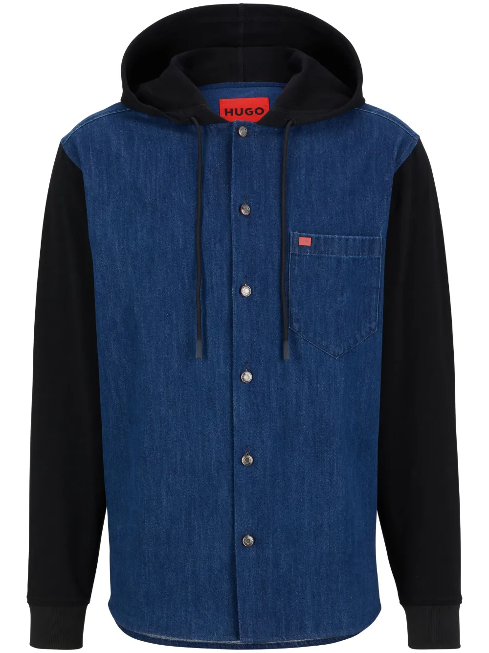 HUGO Camisa com capuz e recortes | Azul | Image 1
