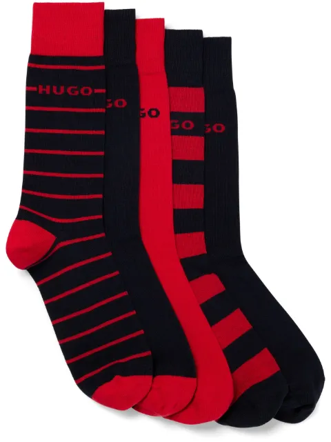 HUGO Kit 5 pares de meias com logo intarsia