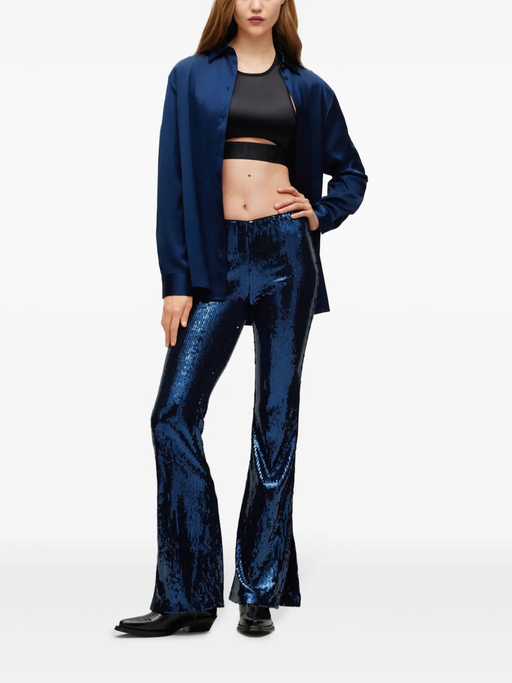 HUGO Calça flare com paetês | Calça Flare | Image 2