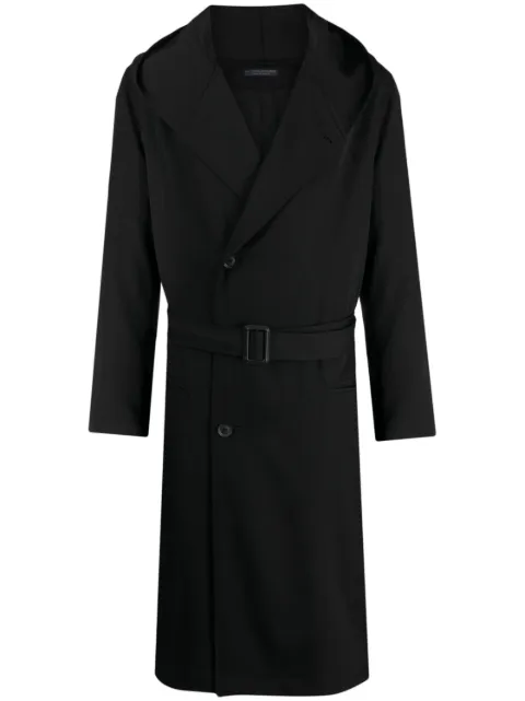 Yohji Yamamoto gabardina con cinturón y capucha