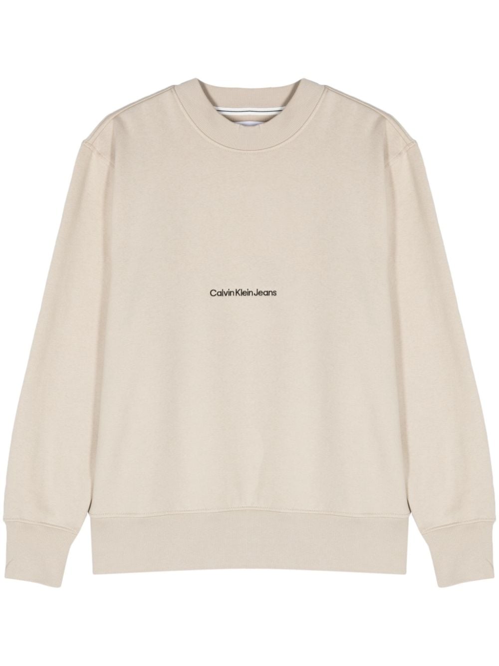 Calvin Klein Jeans Est.1978 Relaxed Embroidered-logo Sweatshirt In Nude