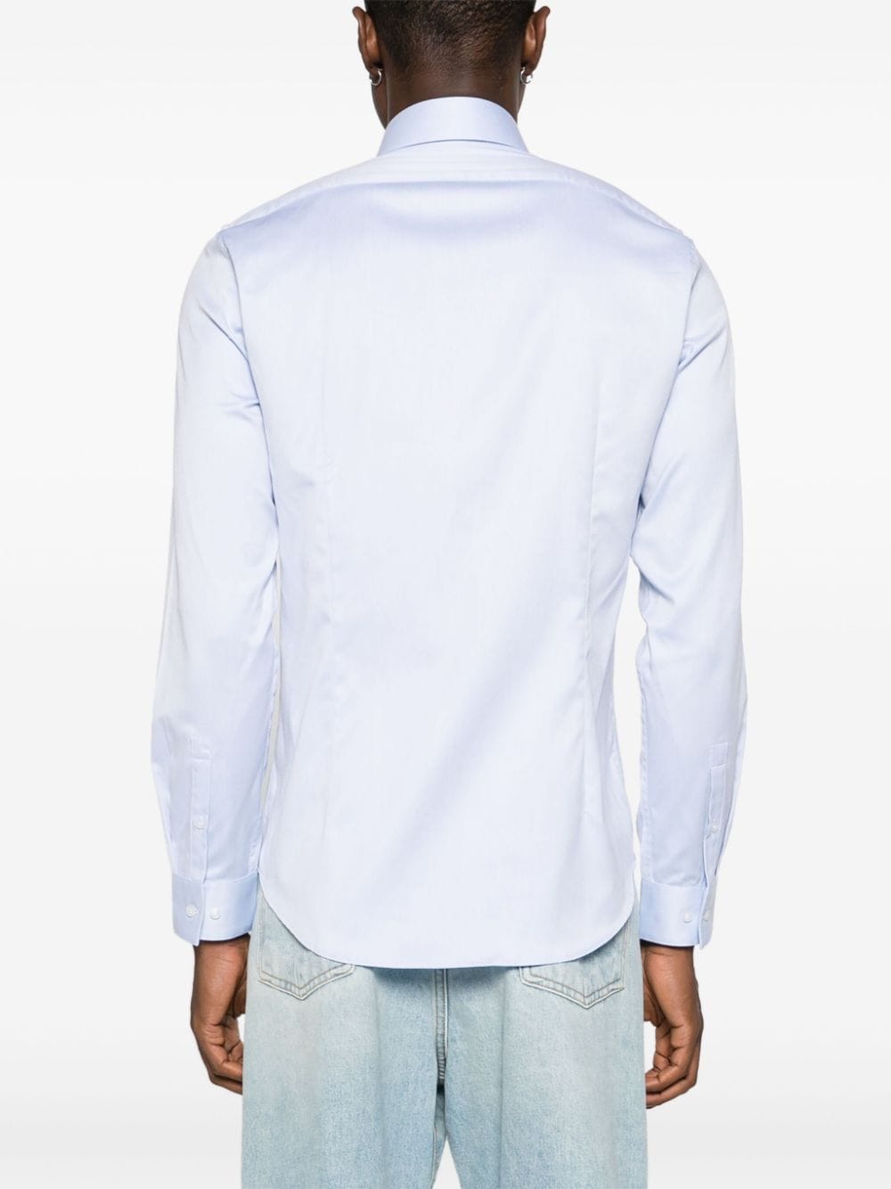 Shop Calvin Klein Logo-embroidered Cotton Shirt In Blue