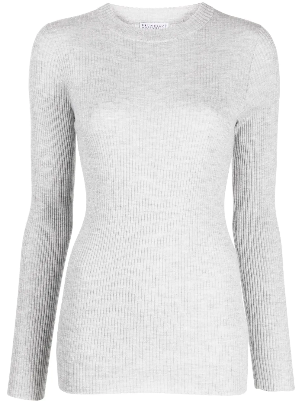 Brunello Cucinelli Shimmer-effect Round-neck Knit In Grey