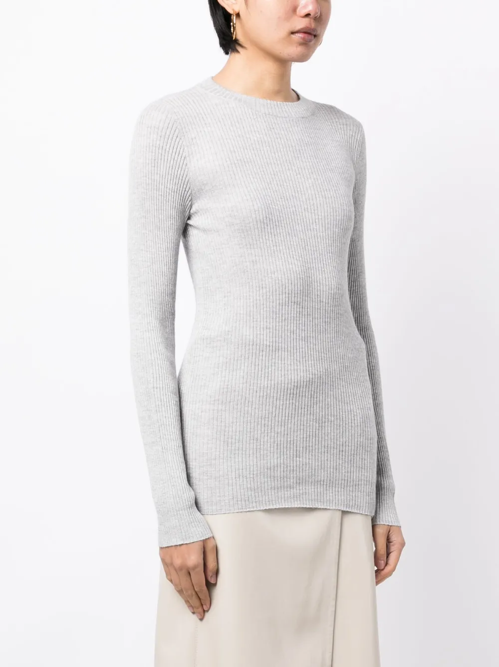 Brunello Cucinelli Shimmer-effect Round-neck Knit In Grey
