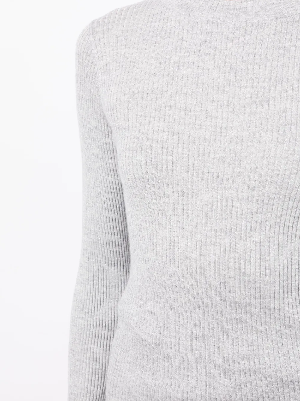 Brunello Cucinelli Shimmer-effect Round-neck Knit In Grey