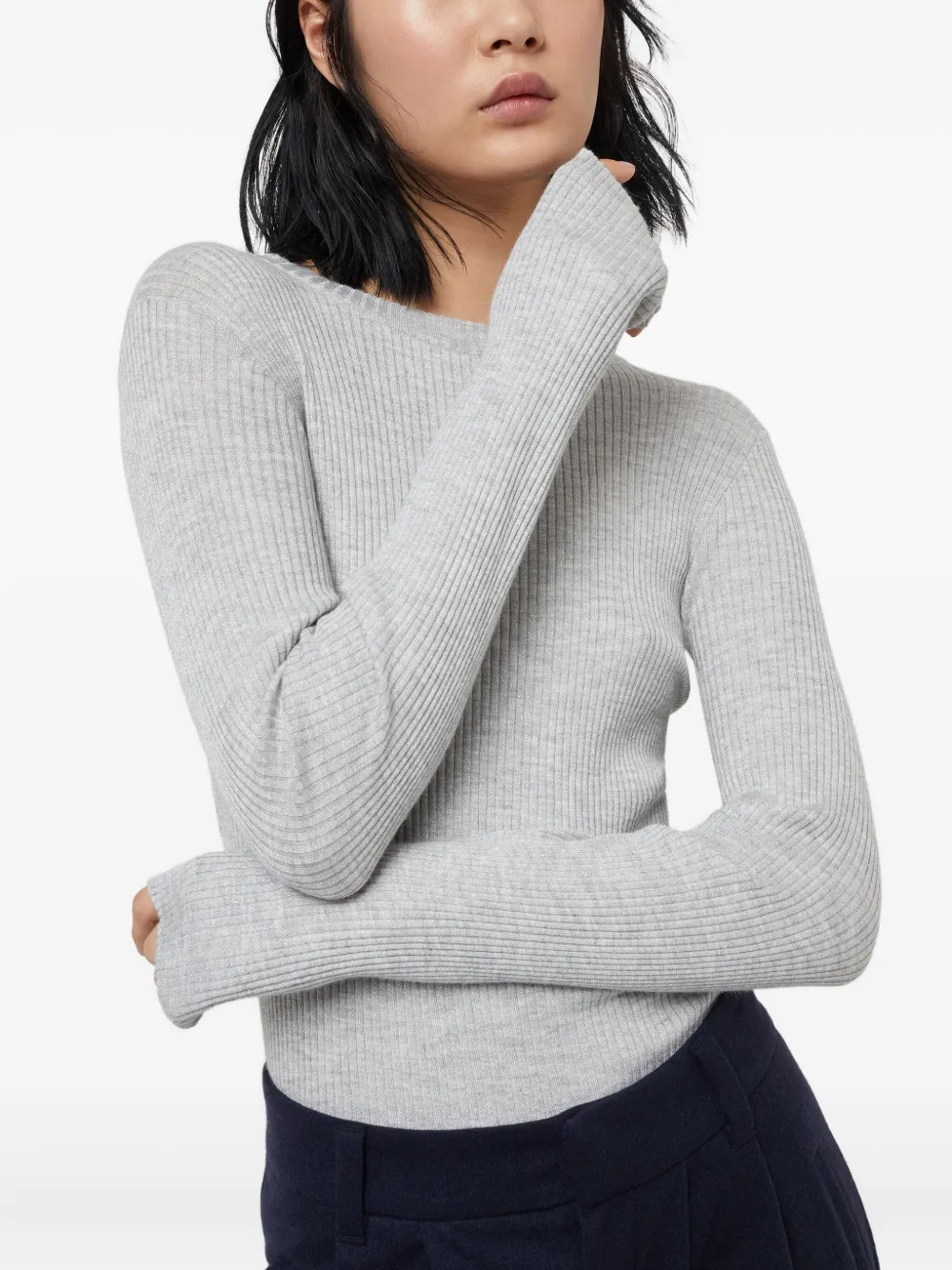 Brunello Cucinelli ★ ラウンドネック ニット トップ Brunello Cucinelli ラウンドネック ニットトップ | グレー