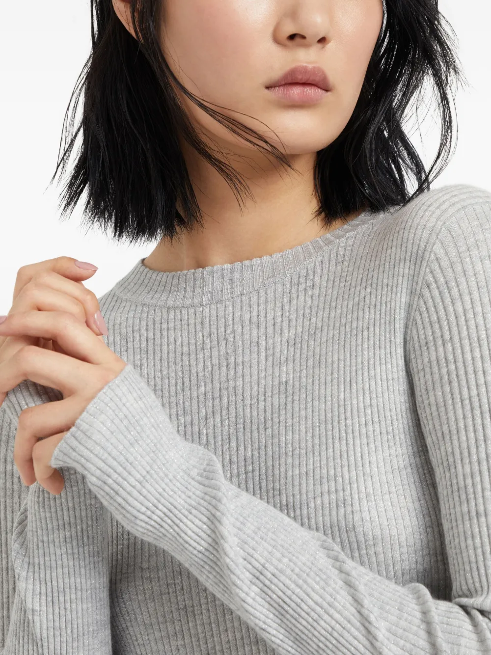 Brunello Cucinelli ラウンドネック ニットトップ | グレー | FARFETCH JP