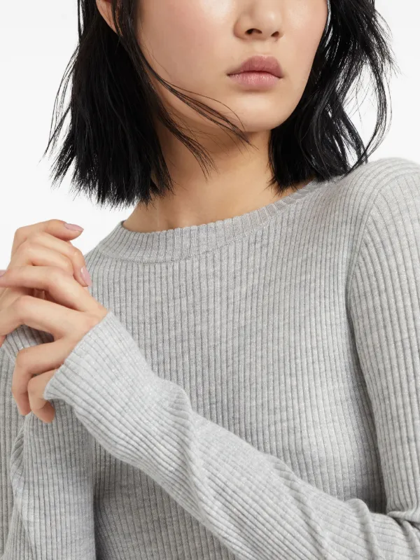 Brunello cucinelli トップス　ダークグレー Brunello Cucinelli ラウンドネック ニットトップ | グレー | FARFETCH JP