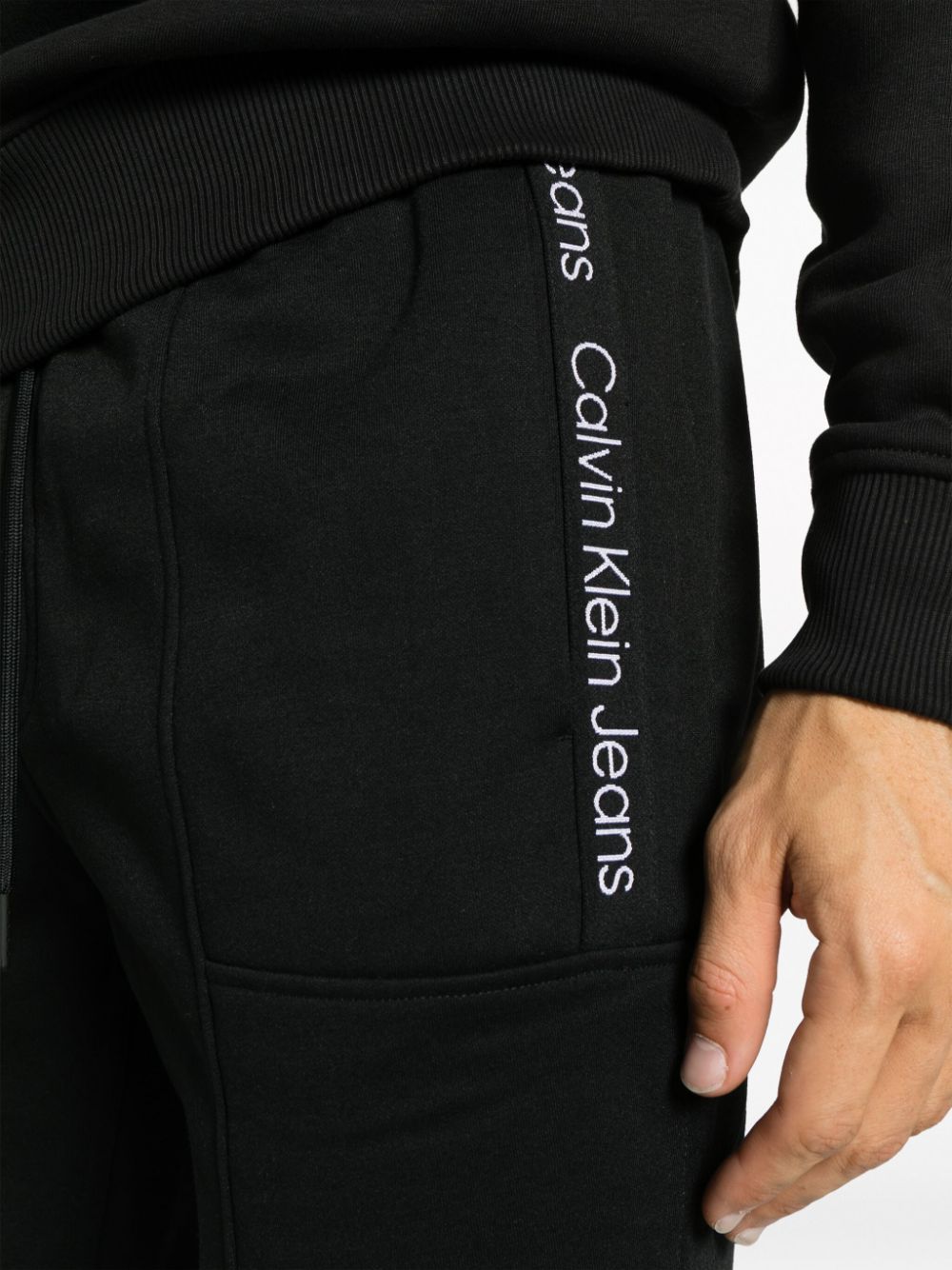 Shop Calvin Klein Jeans Est.1978 Logo-print Drawstring Track Pants In Black