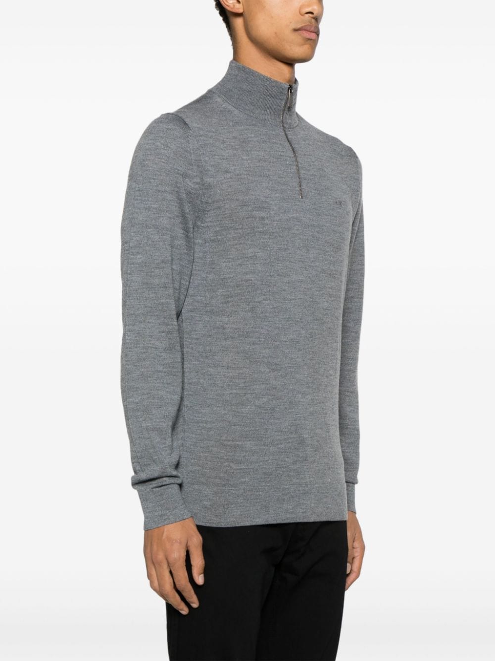 Shop Calvin Klein Embroidered-logo Wool Jumper In Grey