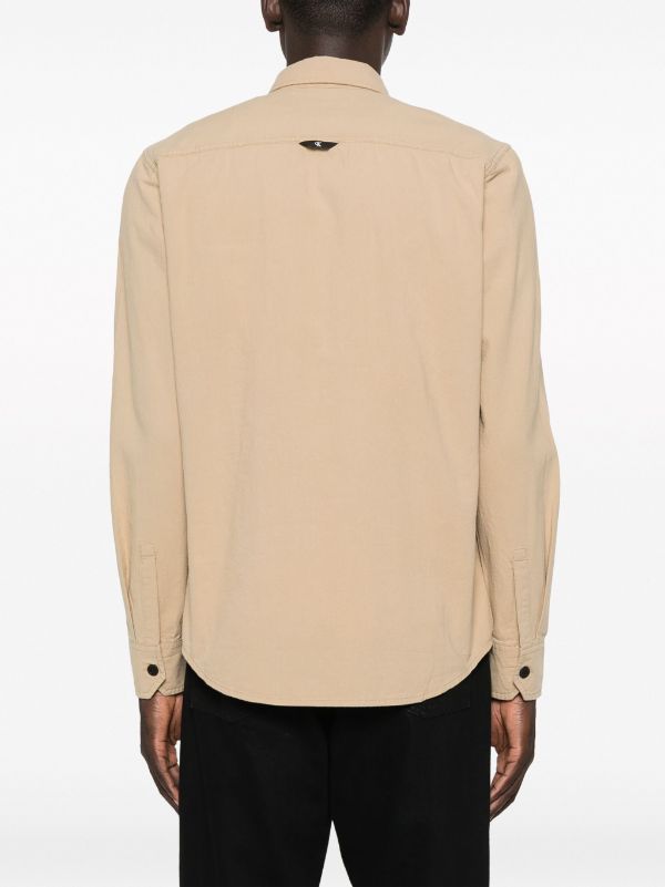 Calvin Klein Jeans logo-patch textured-cotton Shirt - Farfetch