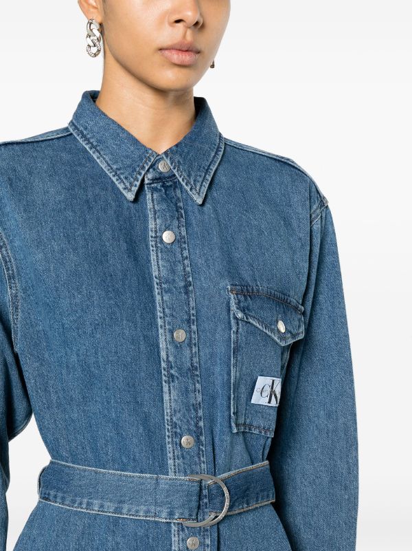 Calvin Klein Jeans Belted Denim Farfetch Dress Shirt 