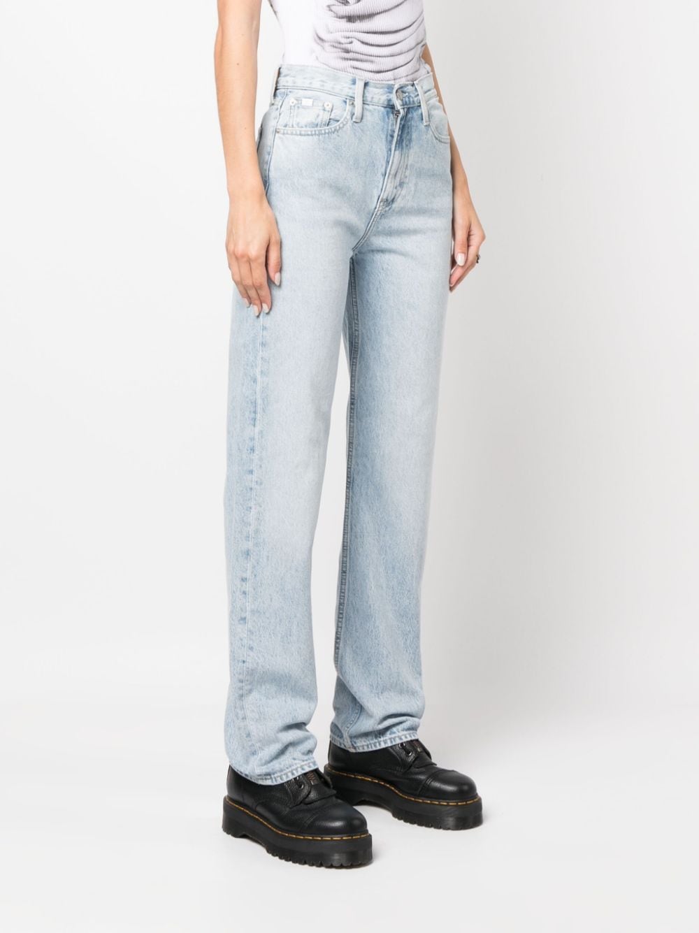 Shop Calvin Klein Jeans Est.1978 High-rise Straight-leg Jeans In Blue