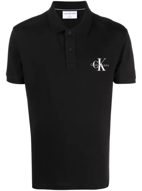 Polo en coton à logo imprimé - Calvin Klein Jeans - Modalova