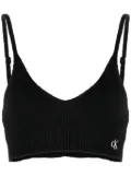 Calvin Klein Jeans logo-embroidery knitted bralette - BEH CK BLACK