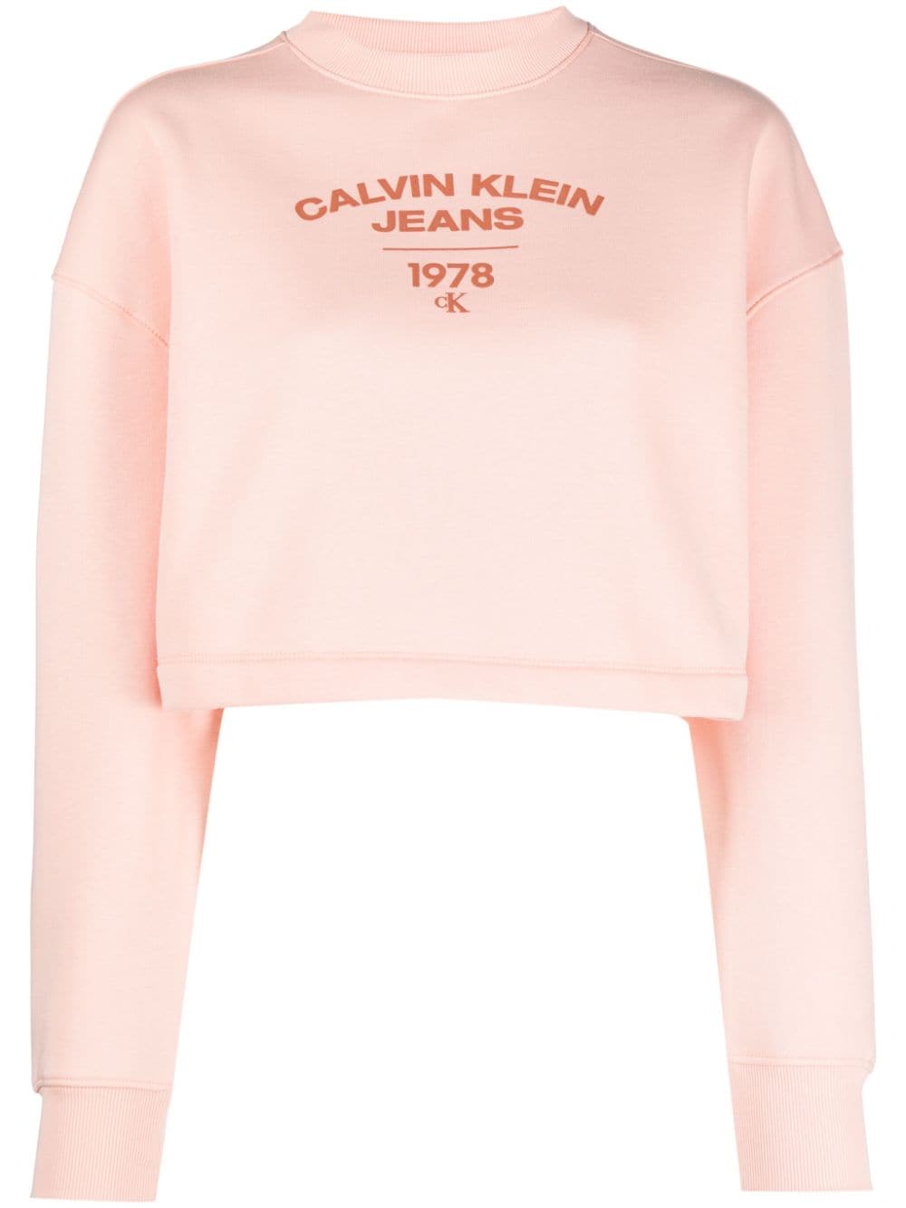 Calvin Klein Jeans Est.1978 Varsity Logo-print Cropped Sweatshirt In Pink