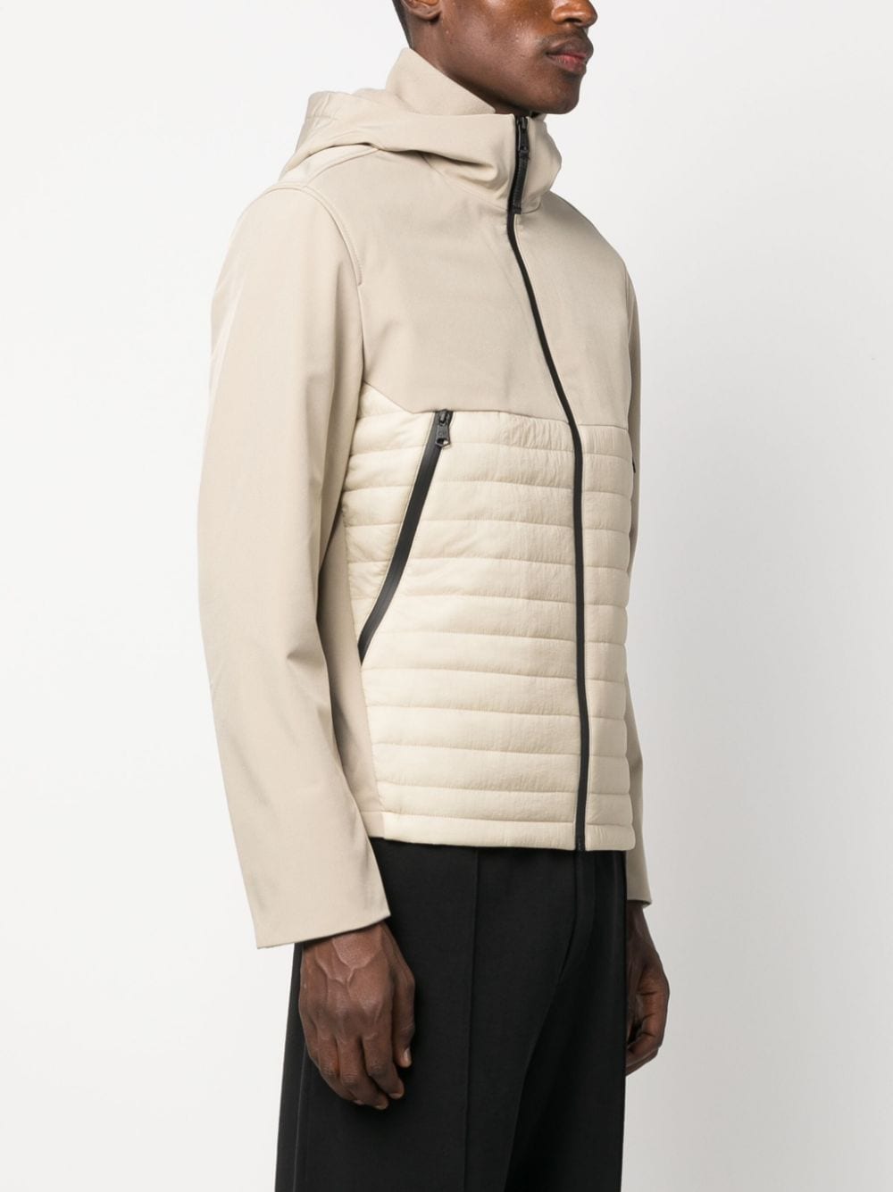 Shop Calvin Klein Zip-up Padded Hooded Jacket In Neutrals