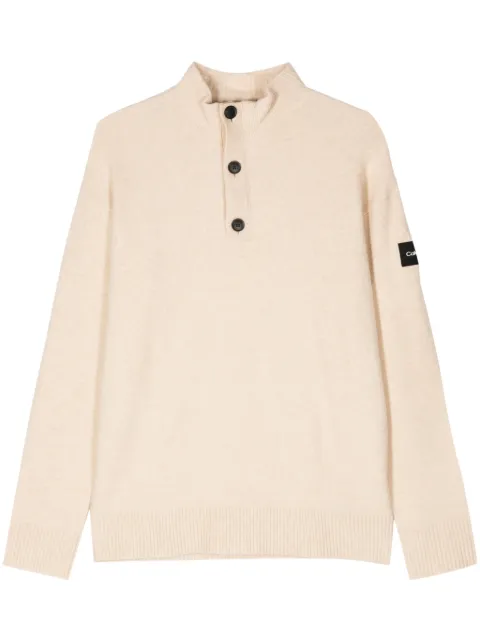 Calvin Klein logo-appliqué brushed jumper