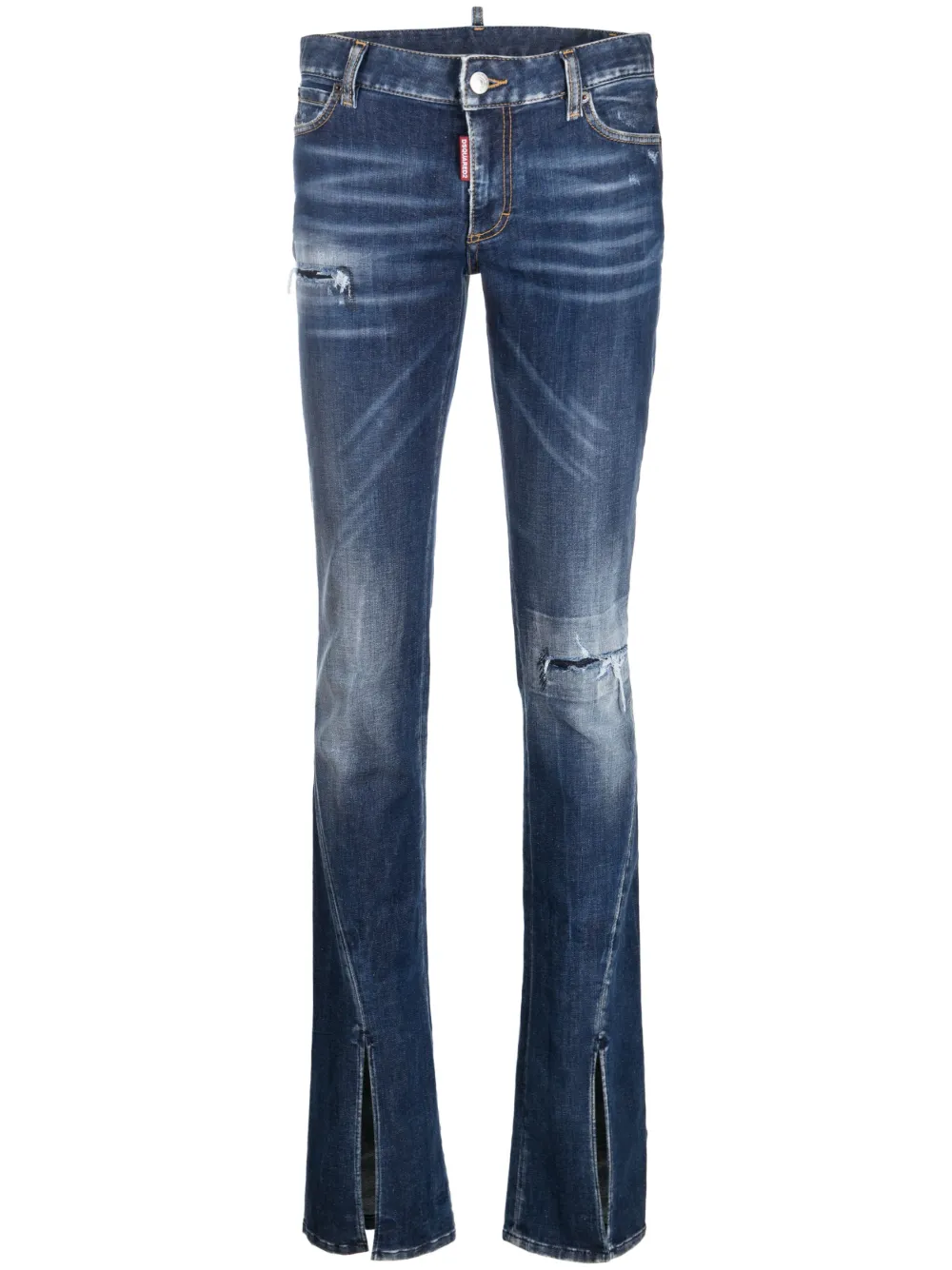 Dsquared2 Distressed-effect Slit-hem Skinny Jeans In Blue