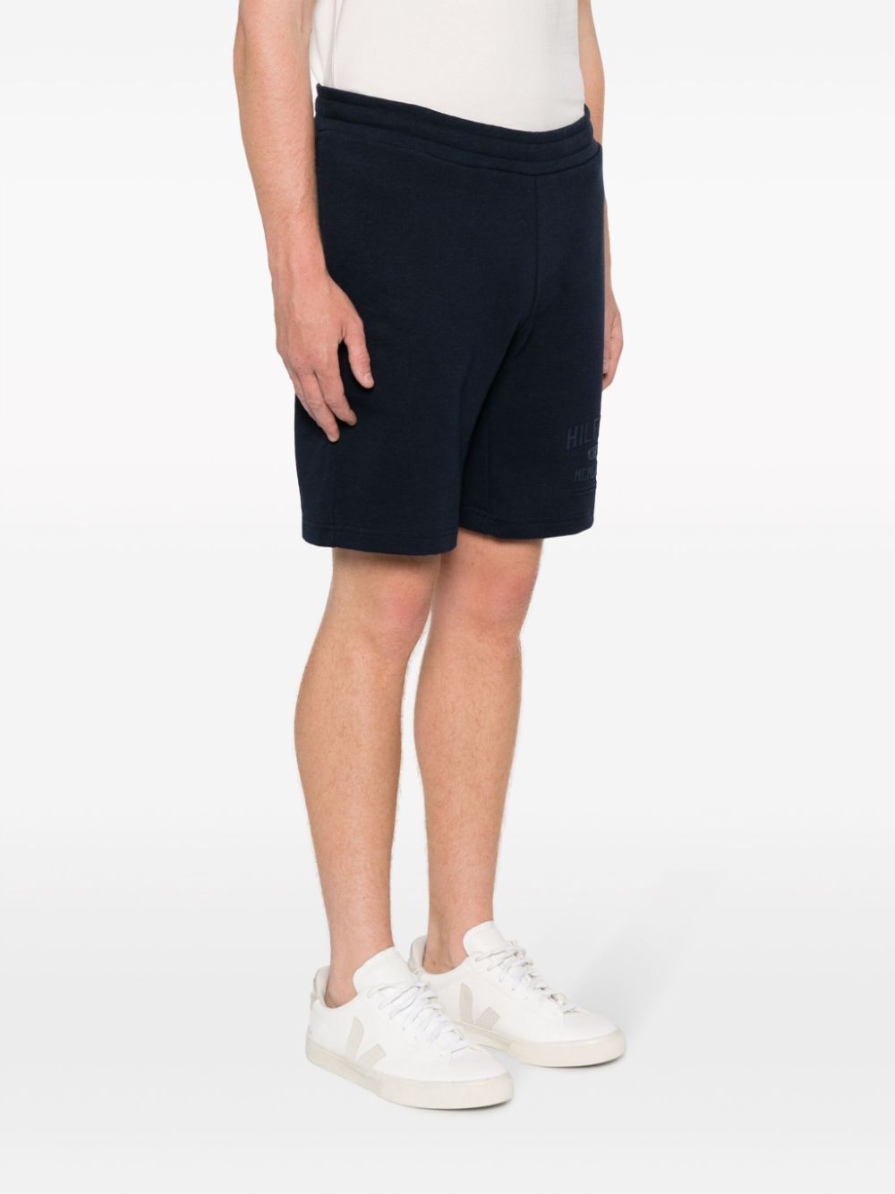 Shop Tommy Hilfiger Logo-print Track Shorts In Blue