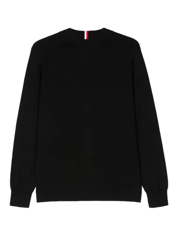 Tommy hilfiger black v neck clearance jumper