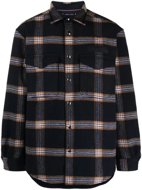 Tommy Hilfiger brushed-effect check-pattern overshirt