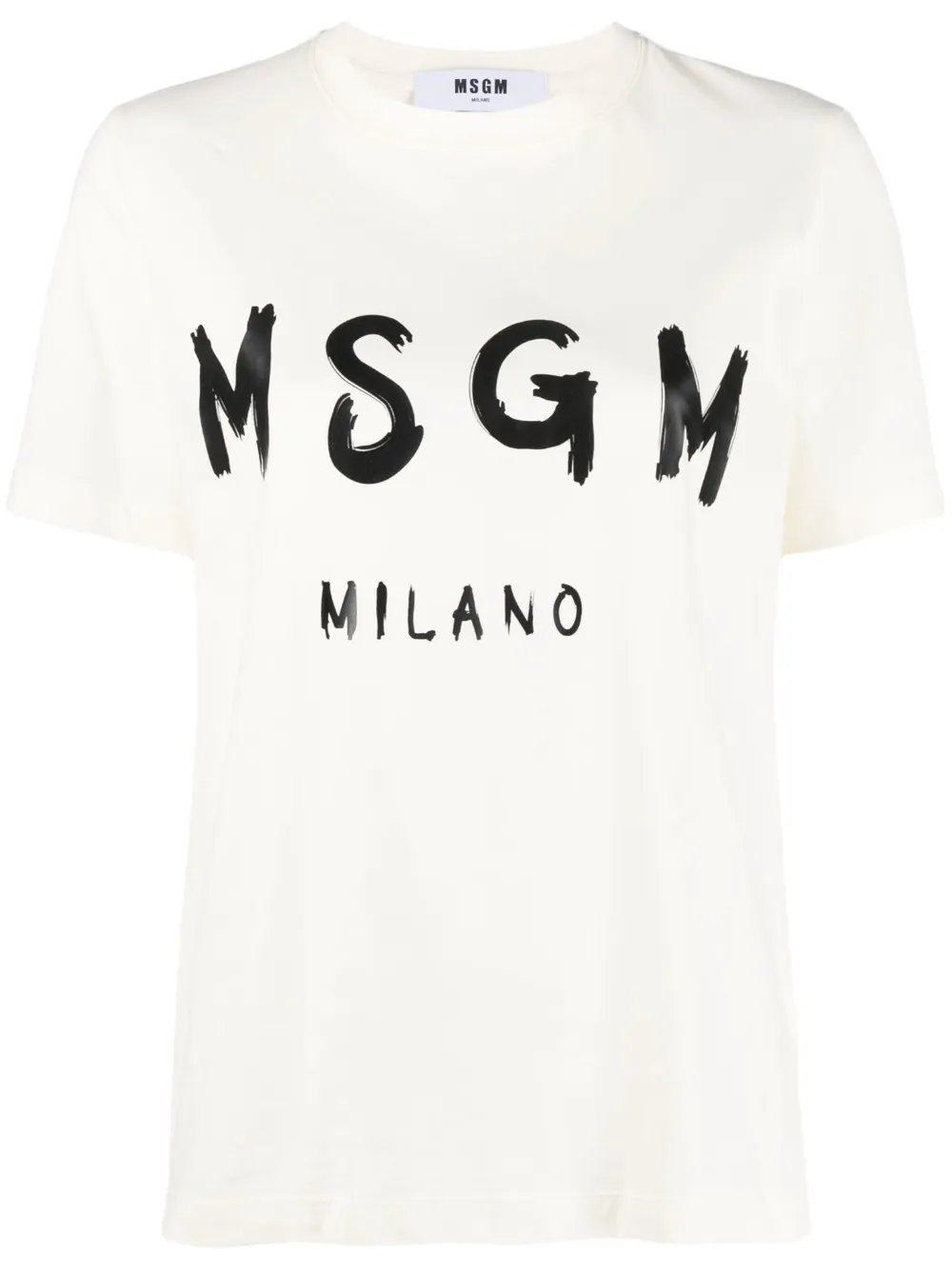 Msgm Logo-print Cotton T-shirt In Neutrals