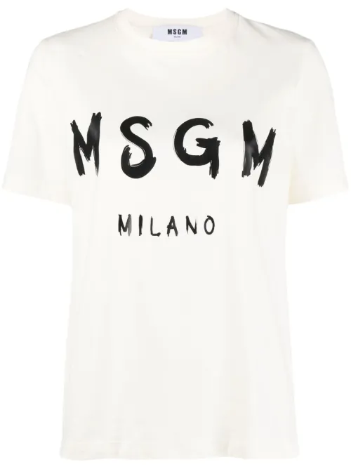 T-shirt en coton à logo imprimé - MSGM - Modalova