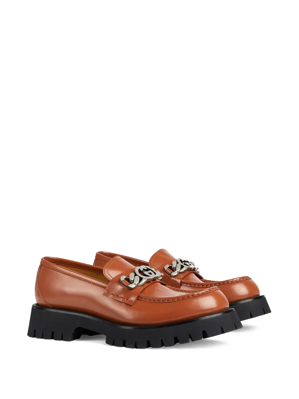 Gucci Interlocking G logo leather loafers - Bruin