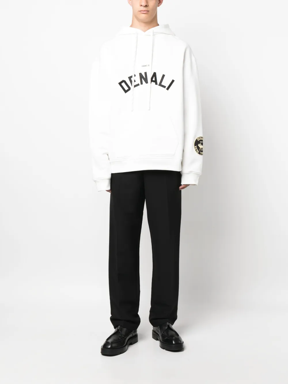 OAMC logo-embroidered drawstring hoodie - Wit
