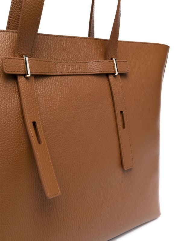 Furla Giove Leather Tote Bag - Brown