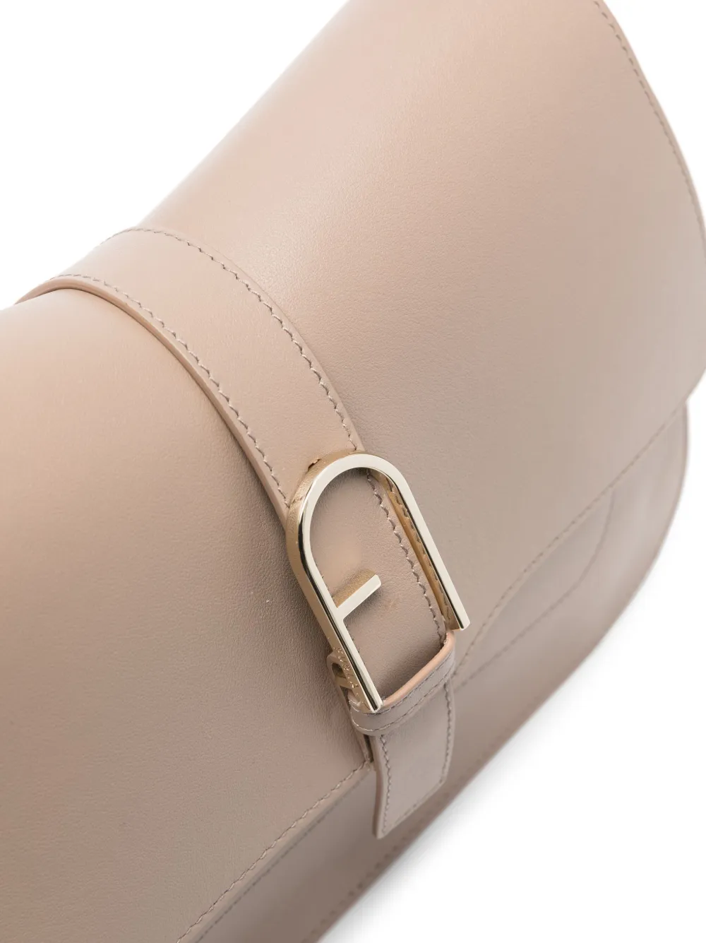 Furla Large Flow Leather Shoulder Bag In Grey