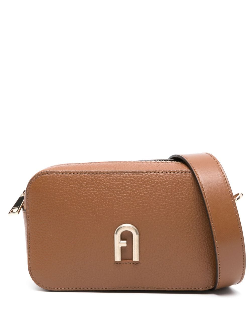 Shop Furla Mini Primula Leather Crossbody Bag In Brown
