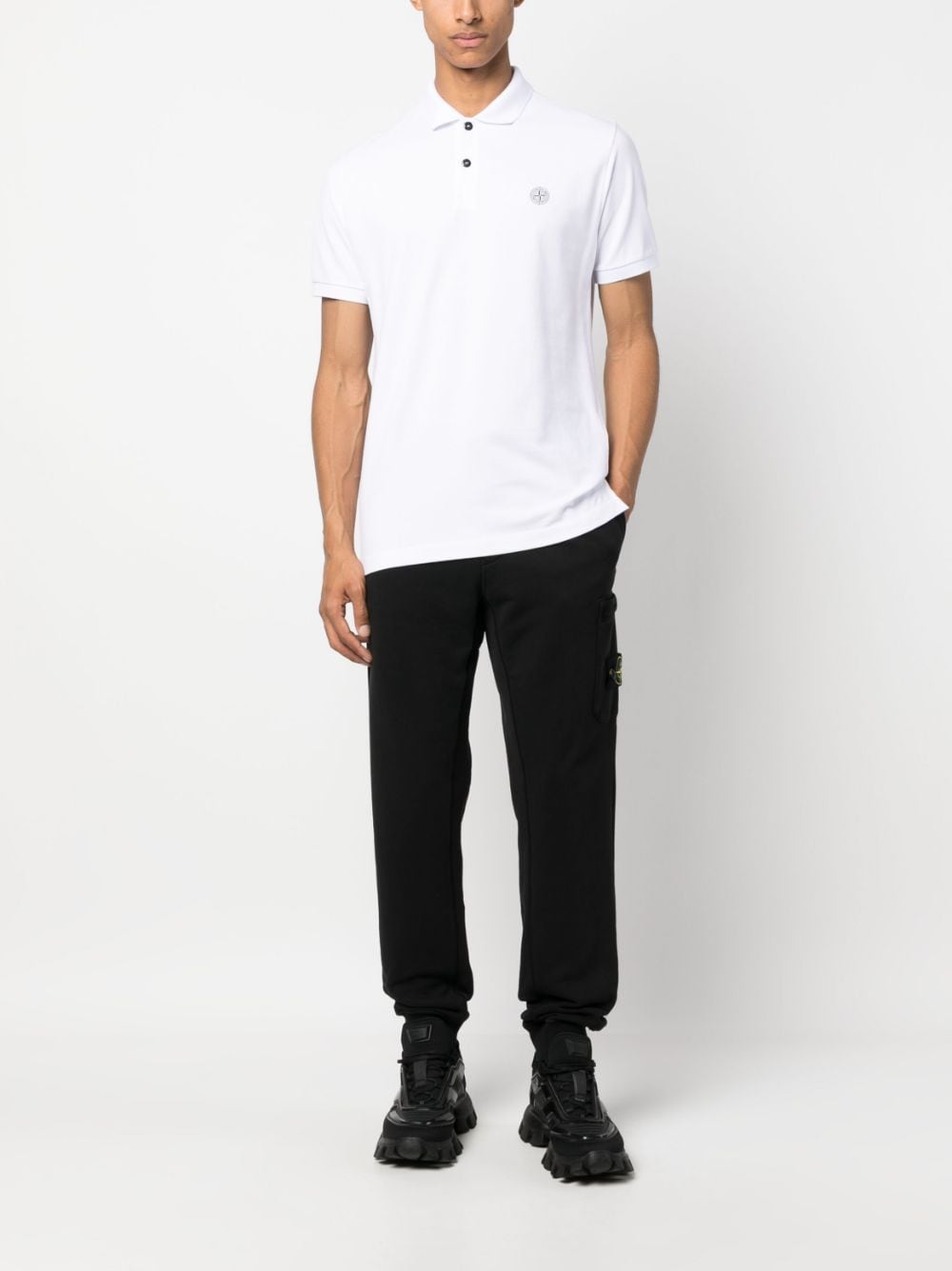 Stone Island Compass-patch polo shirt - Wit