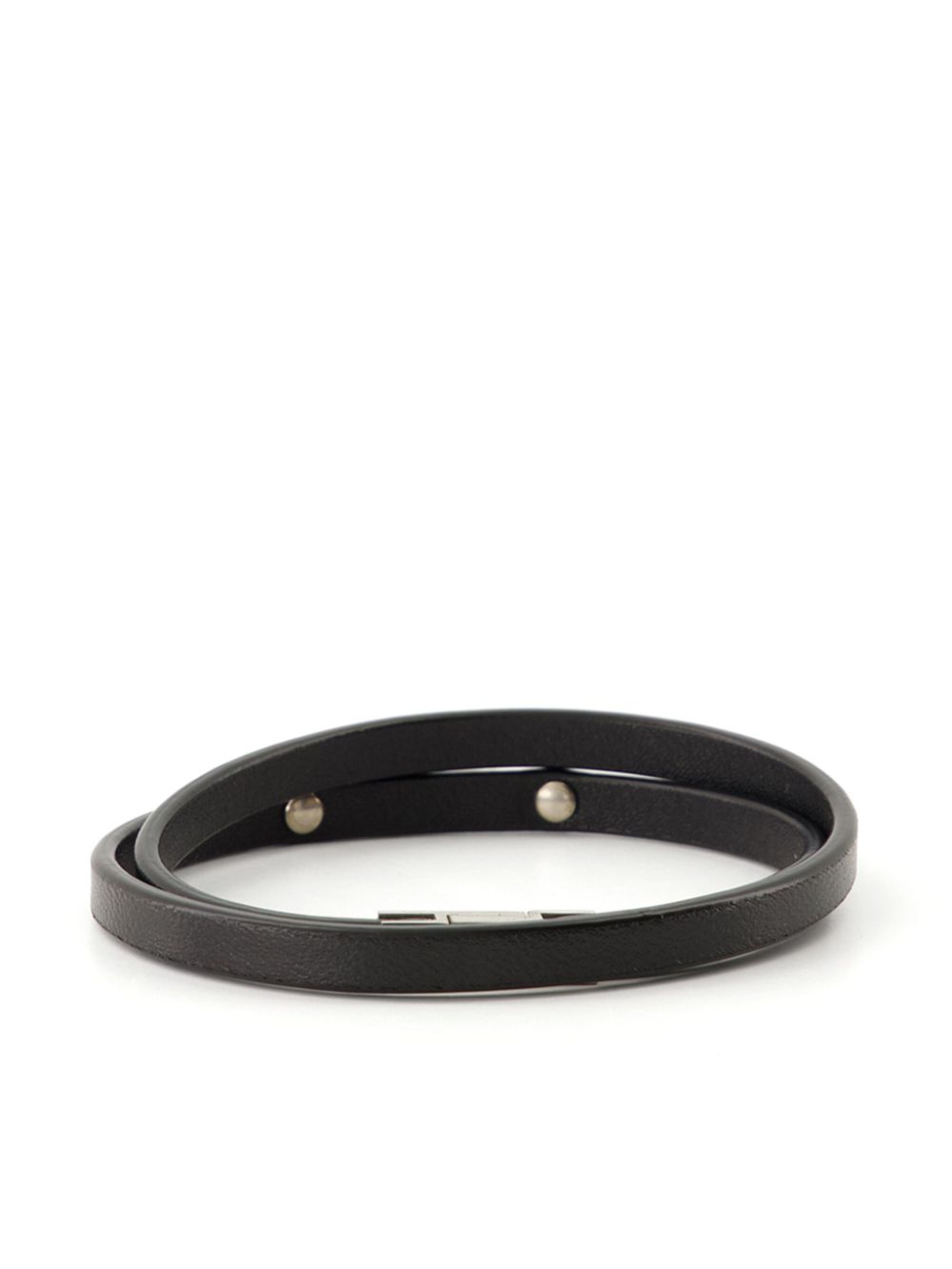 Saint Laurent double-wrap logo-plaque bracelet - Black