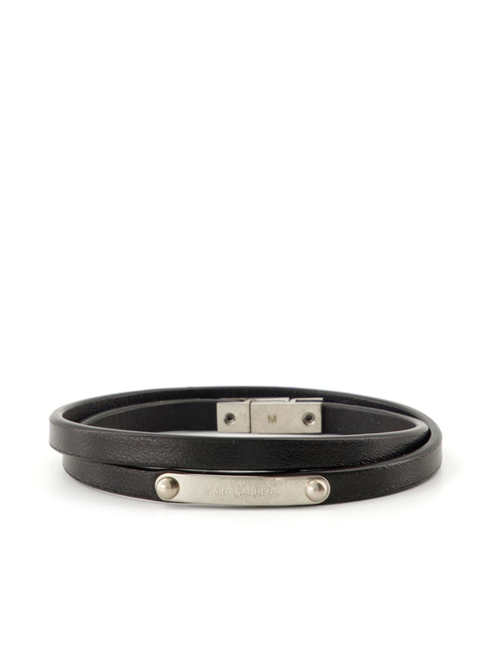 Saint Laurent double-wrap logo-plaque bracelet - Black