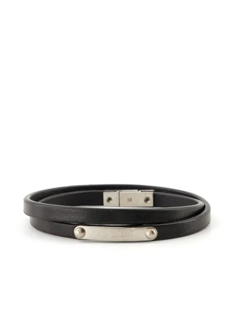 Saint Laurent double-wrap logo-plaque bracelet