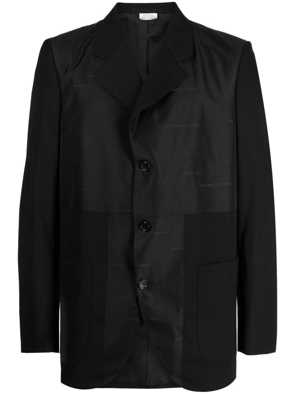 Shop Comme Des Garçons Homme Deux Logo-print Wool Blazer In Black