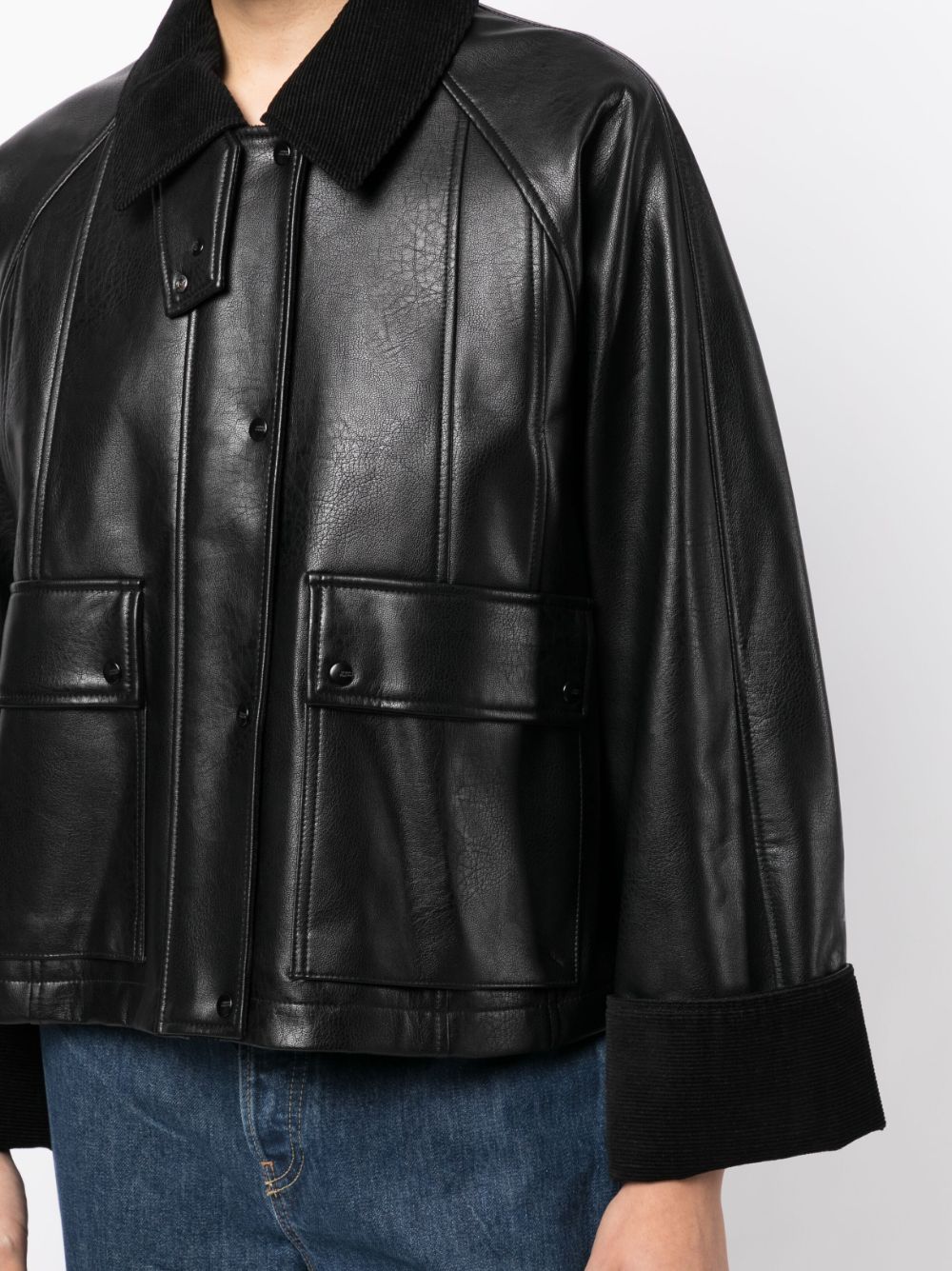 STUDIO TOMBOY contrasting-collar faux-leather Jacket - Farfetch