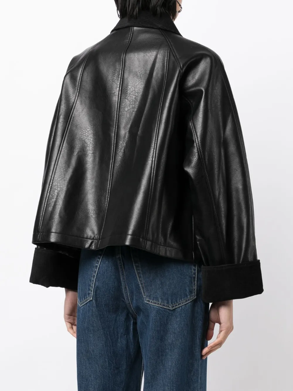 STUDIO TOMBOY contrasting-collar faux-leather Jacket - Farfetch