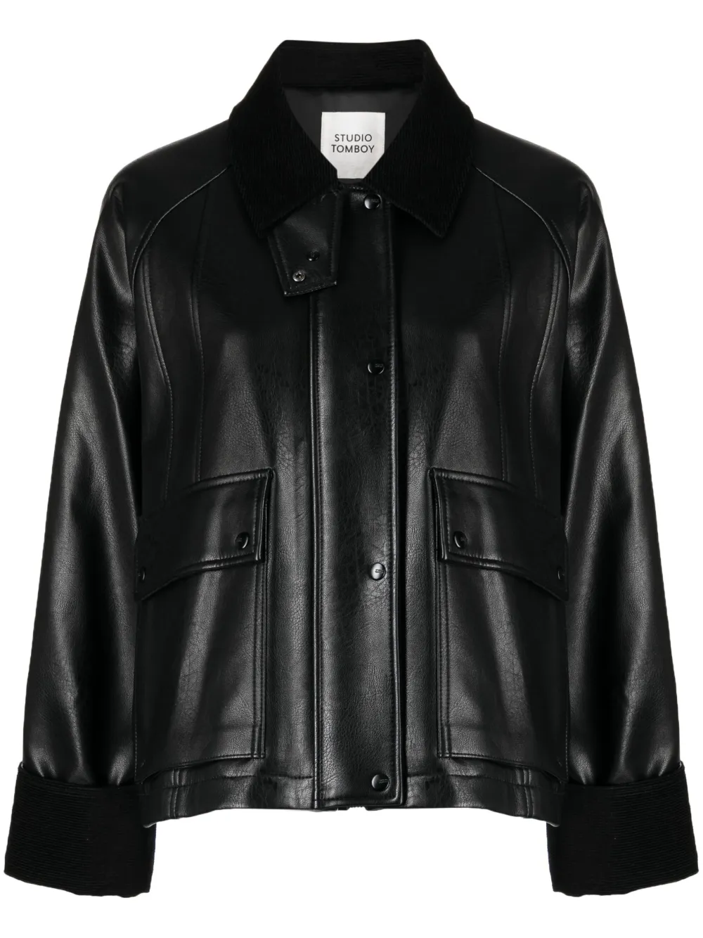 Contrasting faux store leather jacket